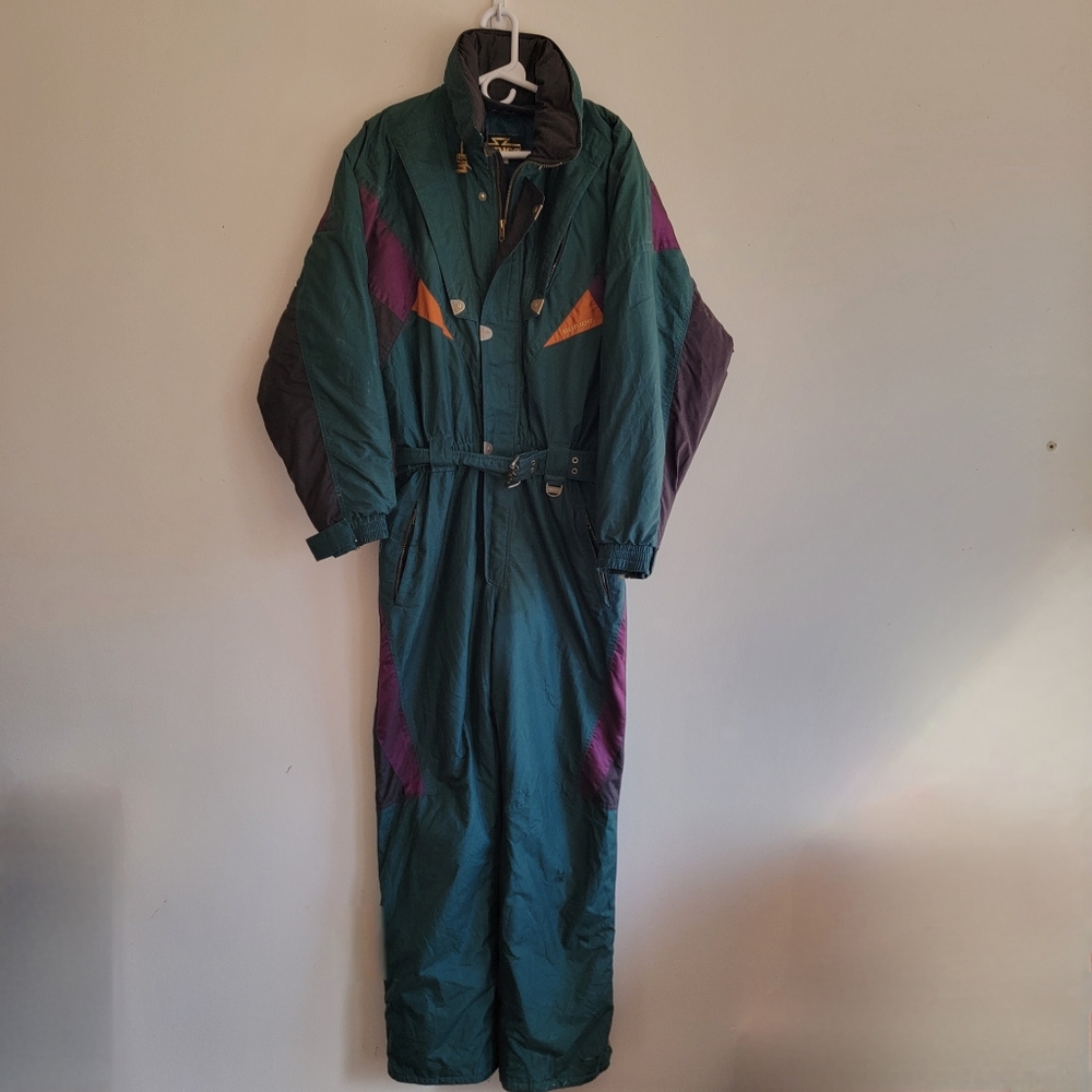 Sunice Vintage 80s 90s M Ski Jumpsuit Snowsuit Jewel Tones Flawed - Picture 3 of 16